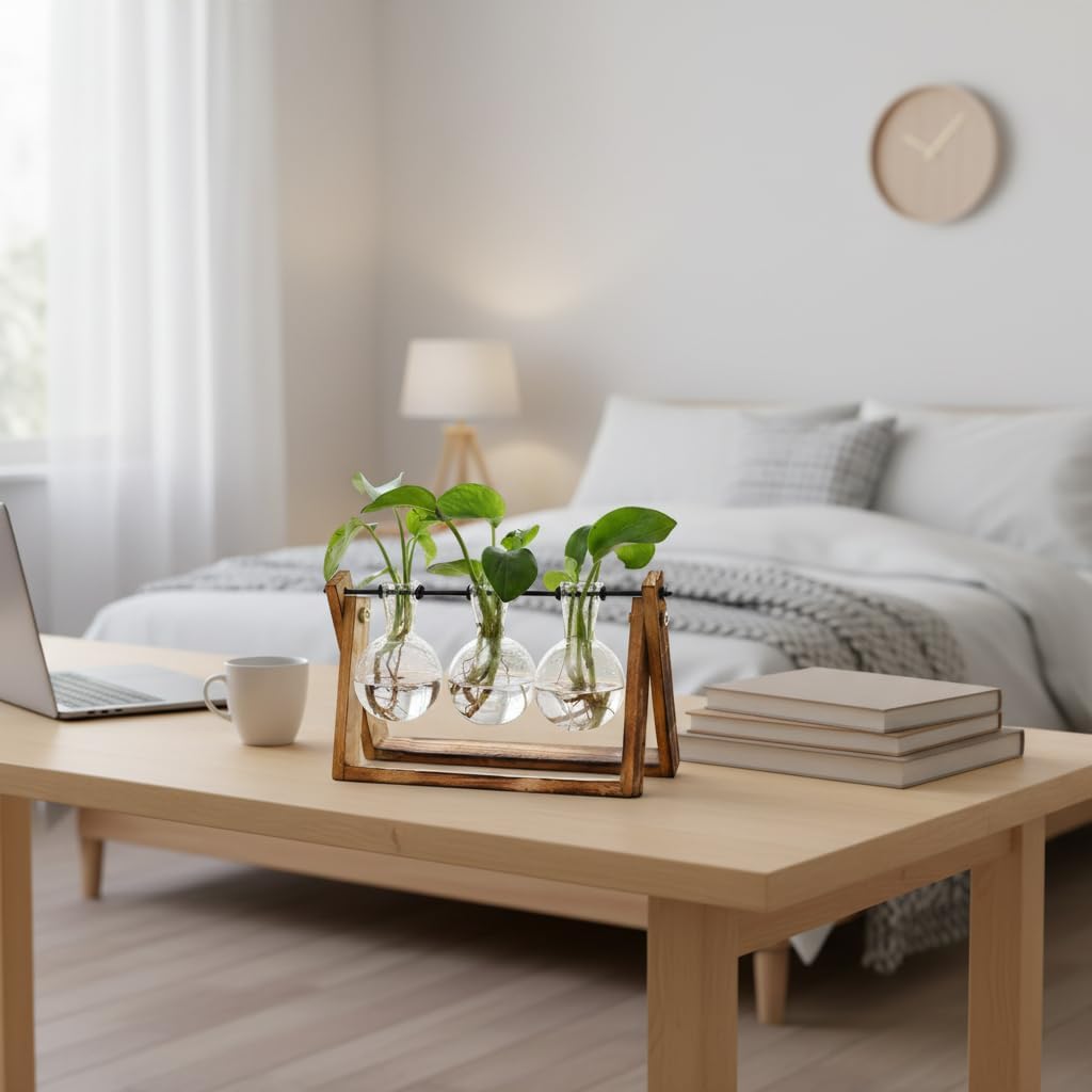 XXXFLOWER Glass Propagation Station — Wooden Stand & 3 Vases