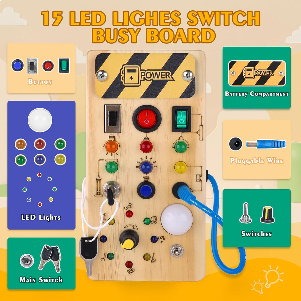 Little Explorer LED Busy Board Montessori Sensory Toy for Curious Toddlers: Fun & Educational For Toddlers & Pre Schoolers