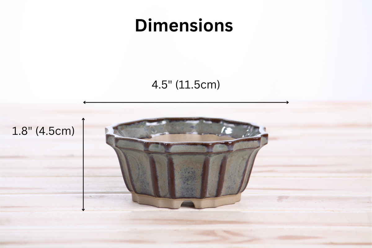 Flower Design Bonsai Pot 4.5 Inch – Elegant Ceramic Bonsai & Succulent Planter, High‑Fired Frost‑Proof Stoneware with Drainage & Wiring Holes, Handmade in USA (Starry Night)