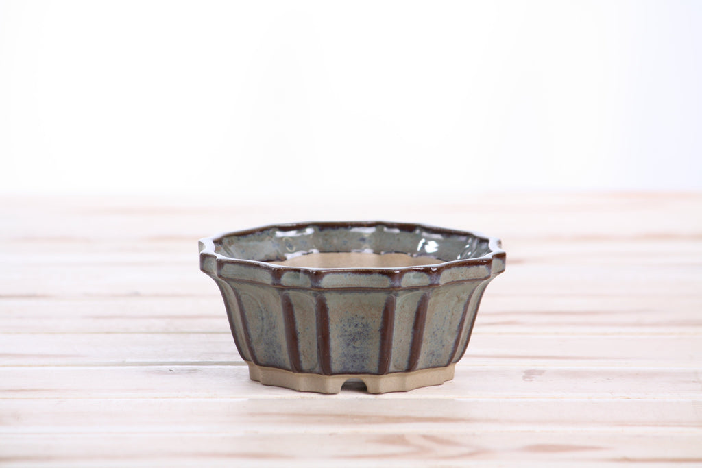 Flower Design Bonsai Pot 4.5 Inch – Elegant Ceramic Bonsai & Succulent Planter, High‑Fired Frost‑Proof Stoneware with Drainage & Wiring Holes, Handmade in USA (Starry Night)