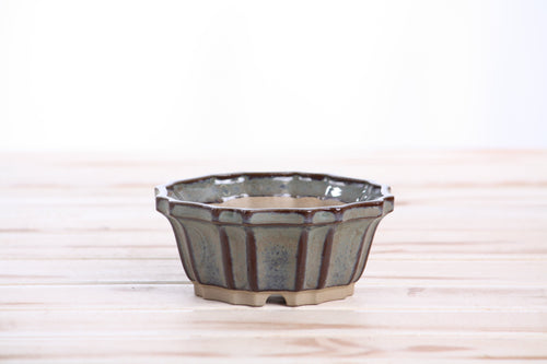 Flower Design Bonsai Pot 4.5 Inch – Elegant Ceramic Bonsai & Succulent Planter, High‑Fired Frost‑Proof Stoneware with Drainage & Wiring Holes, Handmade in USA (Starry Night)