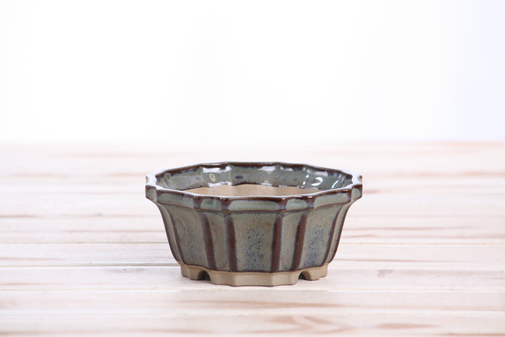 Flower Design Bonsai Pot 4.5 Inch – Elegant Ceramic Bonsai & Succulent Planter, High‑Fired Frost‑Proof Stoneware with Drainage & Wiring Holes, Handmade in USA (Starry Night)