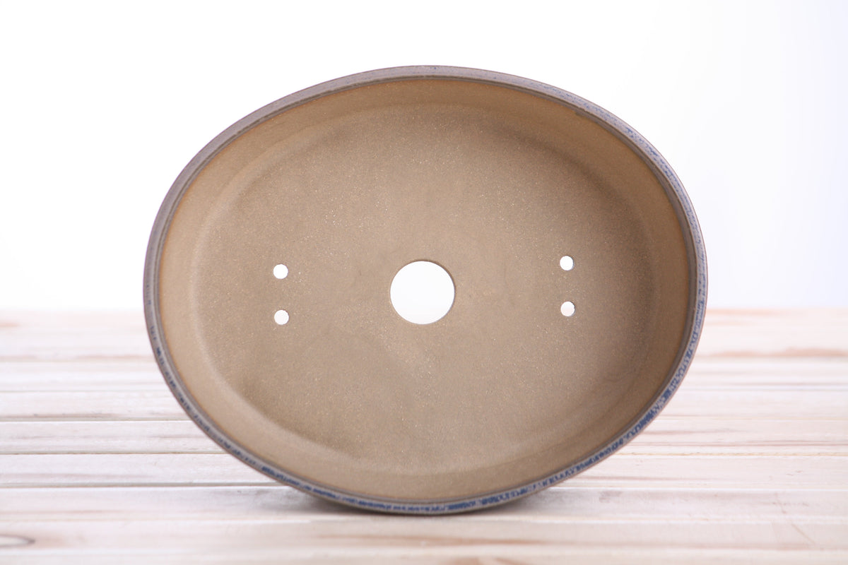 Oval A Bonsai Pot 8 Inch – Straight‑Sided Oval Ceramic Bonsai & Succulent Planter, High‑Fired Frost‑Proof Stoneware with Drainage & Wiring Holes, Handmade in USA (Ocean)